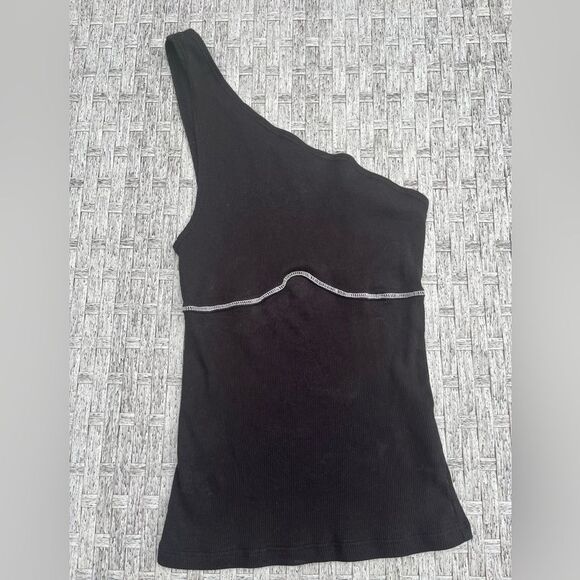 Reformation black open shoulder tank top, chest embellishment, XS - Picture 1 of 4